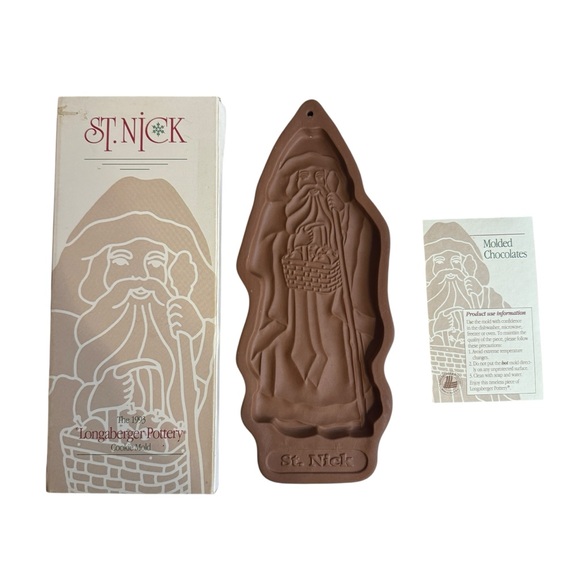 Longaberger Pottery Vintage Christmas Cookie Molds St Nick Kriss Kringle Set - Picture 3 of 14